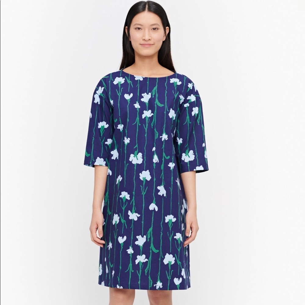 Marimekko Tarika Viivakukka Line Flower Dress NWT Size 34 / US XS - Picture 11 of 16